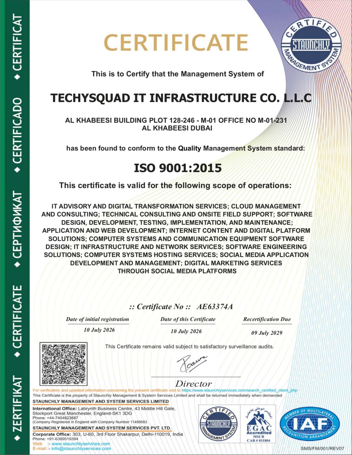 ISO 9001:2015 Certificate
